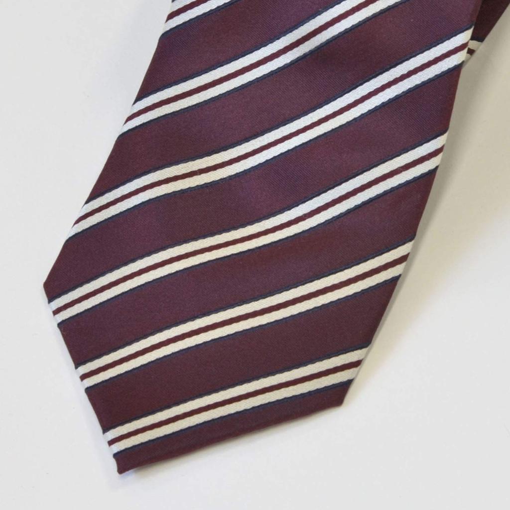 [Tuxedo Station] Silk Necktie, BurgundyWine Red Stripe, Men's, for Job Interviews, Weddings, Entrance Ceremonies, Graduation Ceremonies,