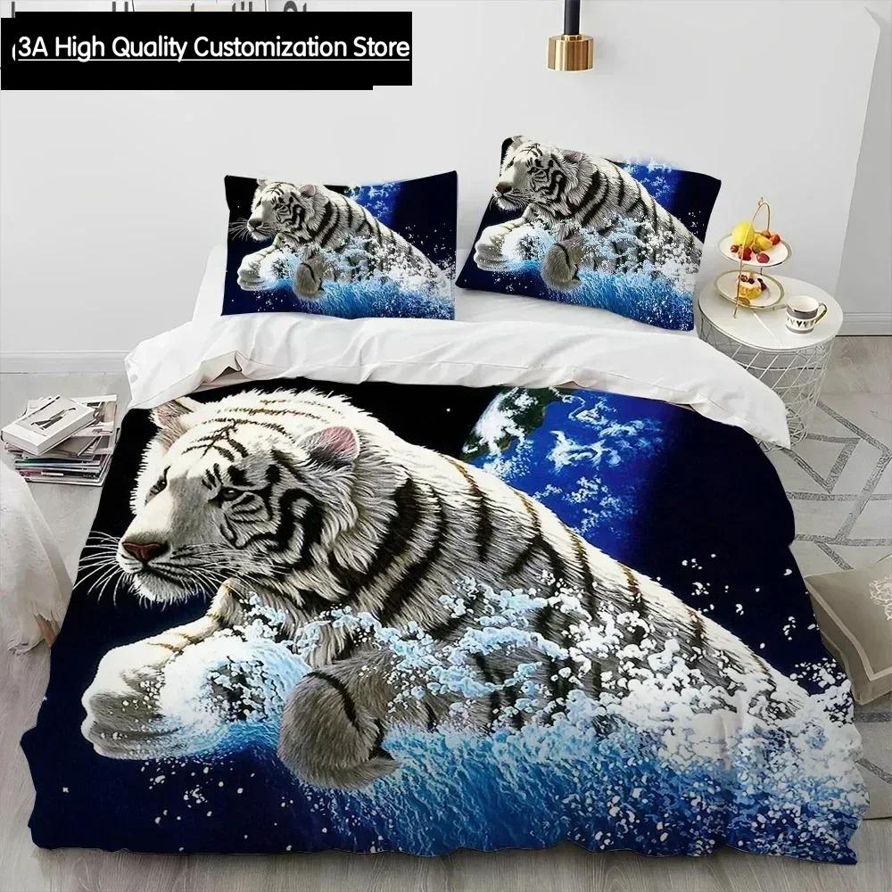 3D Print Tiger Leopard Wolf Animal Luxury Comforter Bedding SetDuvet Cover Bed Quilt Cover Pillowcase Queen Size Bedding Set