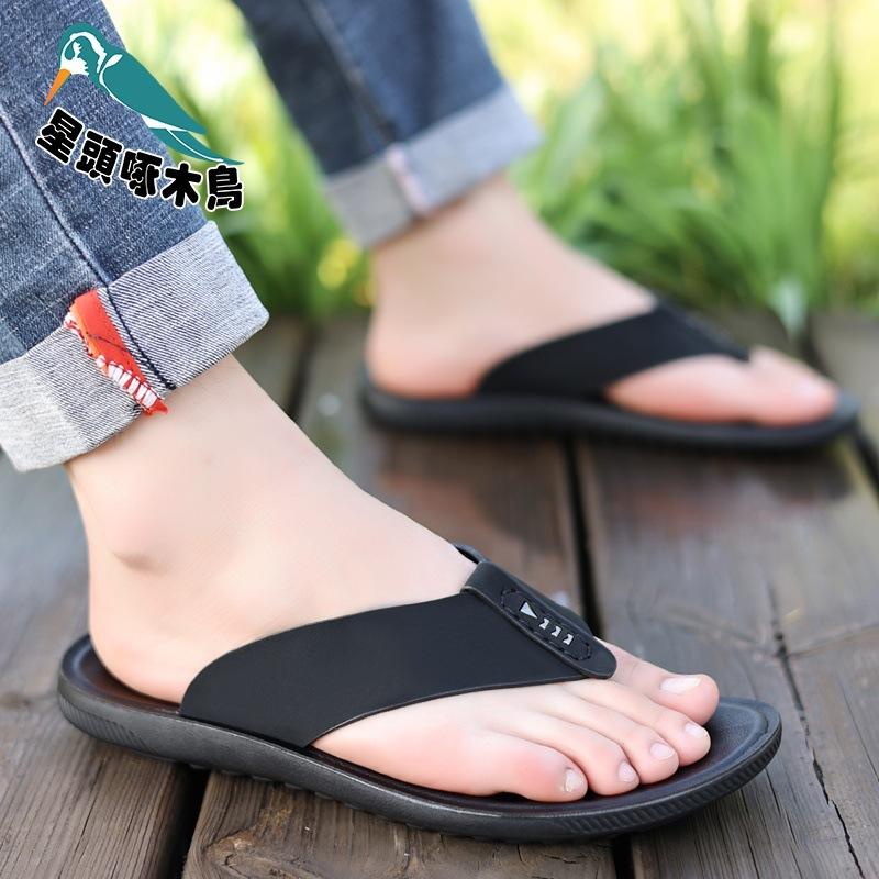 

Flip-flops men s sandals trendy casual outer slippers large size soft-soled pinch beach shoes 38