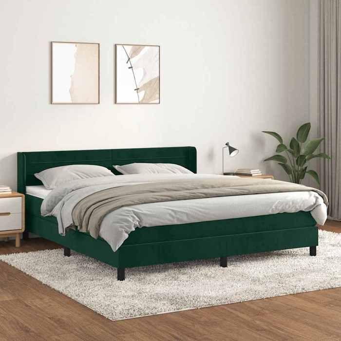 Maison Exclusive - Sommier à lattes de lit et matelas Vert foncé 180x200cm Velours