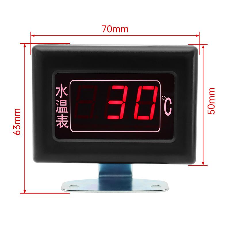 ZMFJH Mini 0-120 Celsius Digital Water Temperature Gauges with Flashing Alarm+Temp Adaptor 26-40mm Red LED for Car Truck 12V 24V