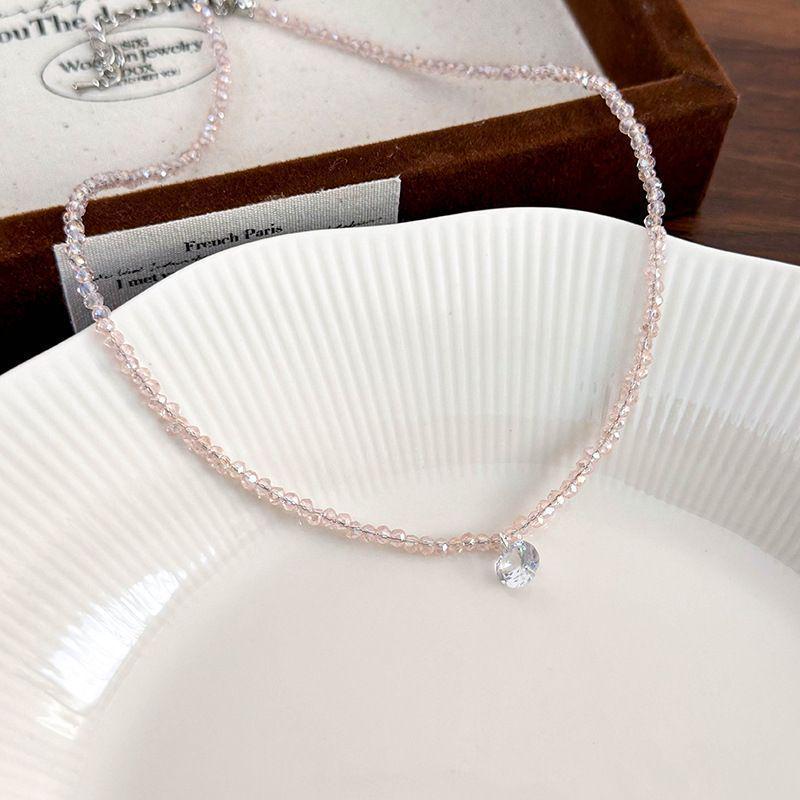 Gentle Whitening Zirconia Heart Necklace - Cute Crystal Beaded Choker for Women