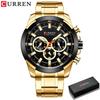 CURREN Sports Chronograph Watch for Man Quartz Movement Large Dial with Auto Date Casual Stainless Steel Band Wristwatch 8361
