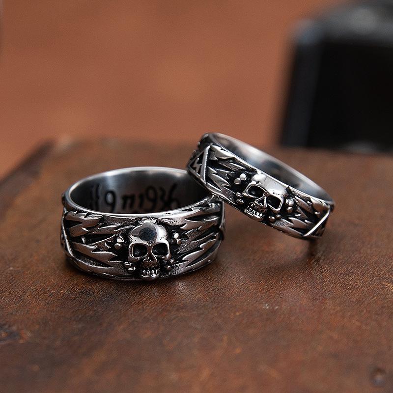 Vintage Skull Couple Domineering Cross Stainless Steel Rings for Men