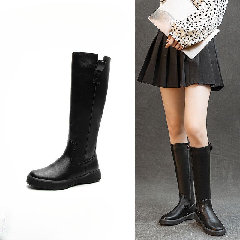 Retro Boots Women's Shoes Slimming Boots Thick-soled Long Boots Versatile High Boots