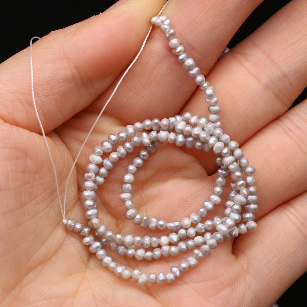 

1String, 2.5-3mm Grey Natural Freshwater Pearls, Handmade Flat Shape Pearl Beads for Jewelry Making DIY Necklace Bracelet Accessories 36cm 1String/2.5-3mm-36cm