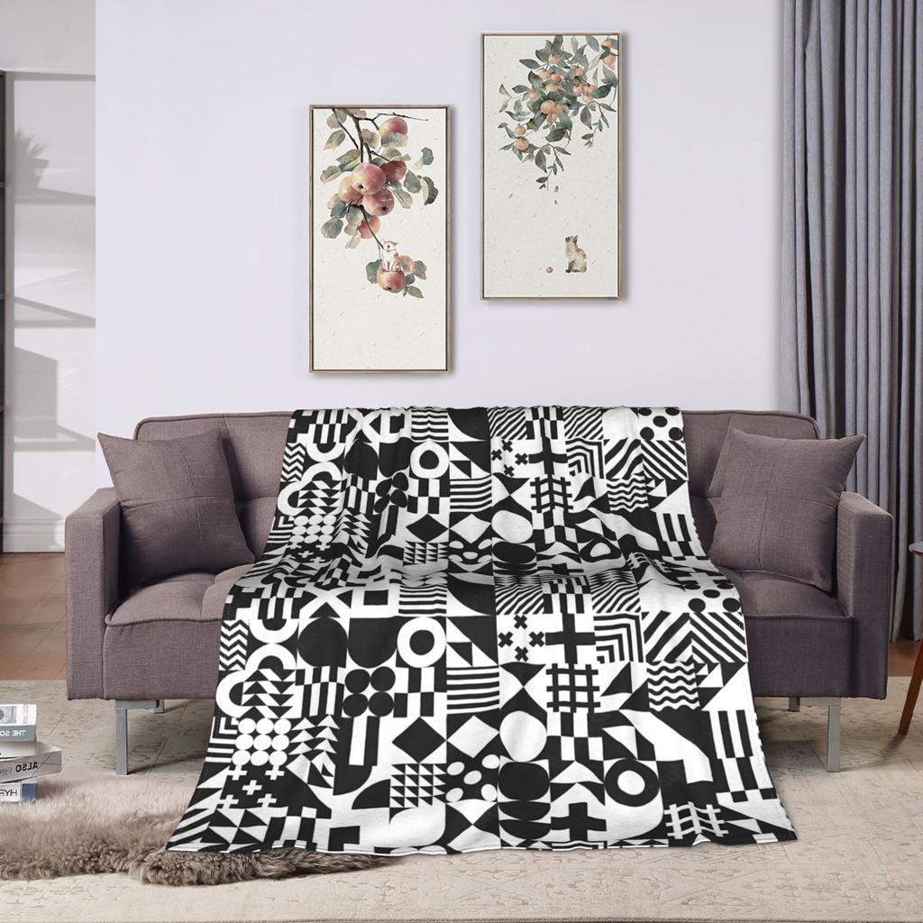 Warm Soft Blanket Picnic Bauhaus Elements Abstract Geometric Throw Blanket  Flannel Bedspread For Couch Chair Sofa Bed Sofa Bed