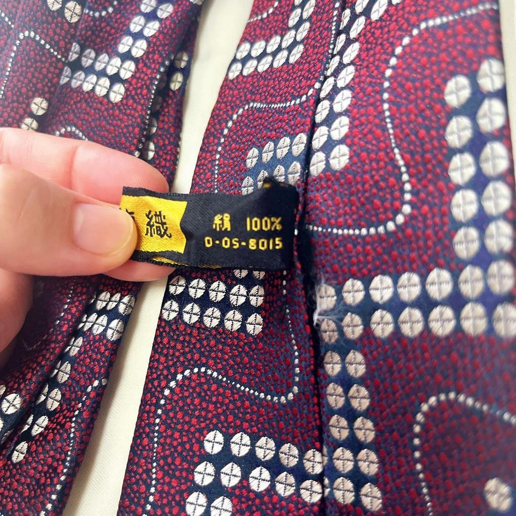 Used Luxury Nishijin-ori Geometric Pattern Tie Red Navy