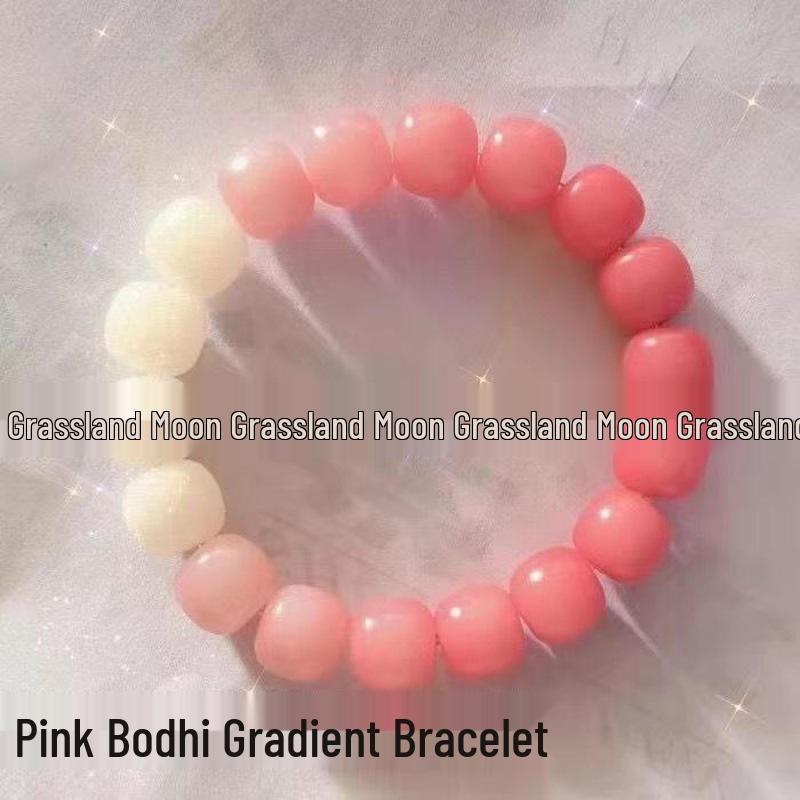 Xiaohongshu Style Soft Gradient Pink Bracelet for Students: Ice Transparent Finger Wrap Around Beads - Perfect for Gifting Besties.