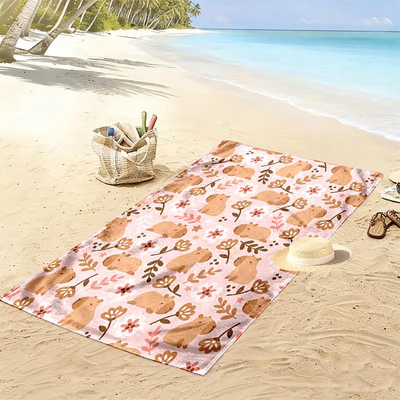 Capybara Print Beach Towel, Large Soft Quick Dry Towel for Beach Camping Swimming