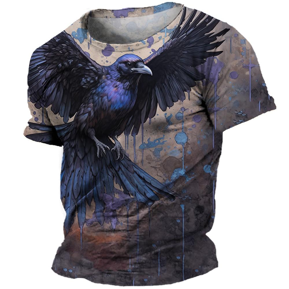 T-shirt 3D Printed Crow Bird Pattern Summer Men Women Kids Personality Hip Hop Street Harajuku Style Oversized Crewneck T-shirt