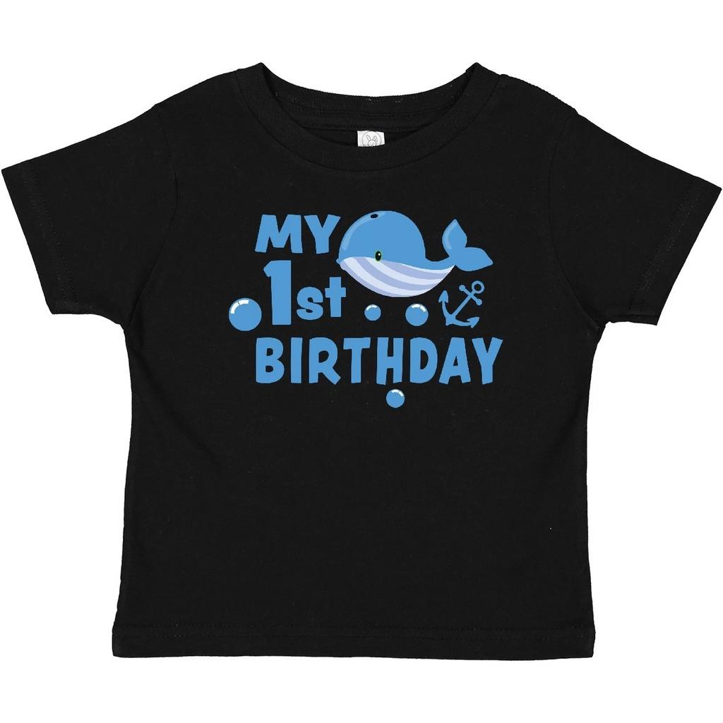 Inktastic Nautical My 1st Birthday With Blue Whale And Anchor Baby T-Shirt 1 One