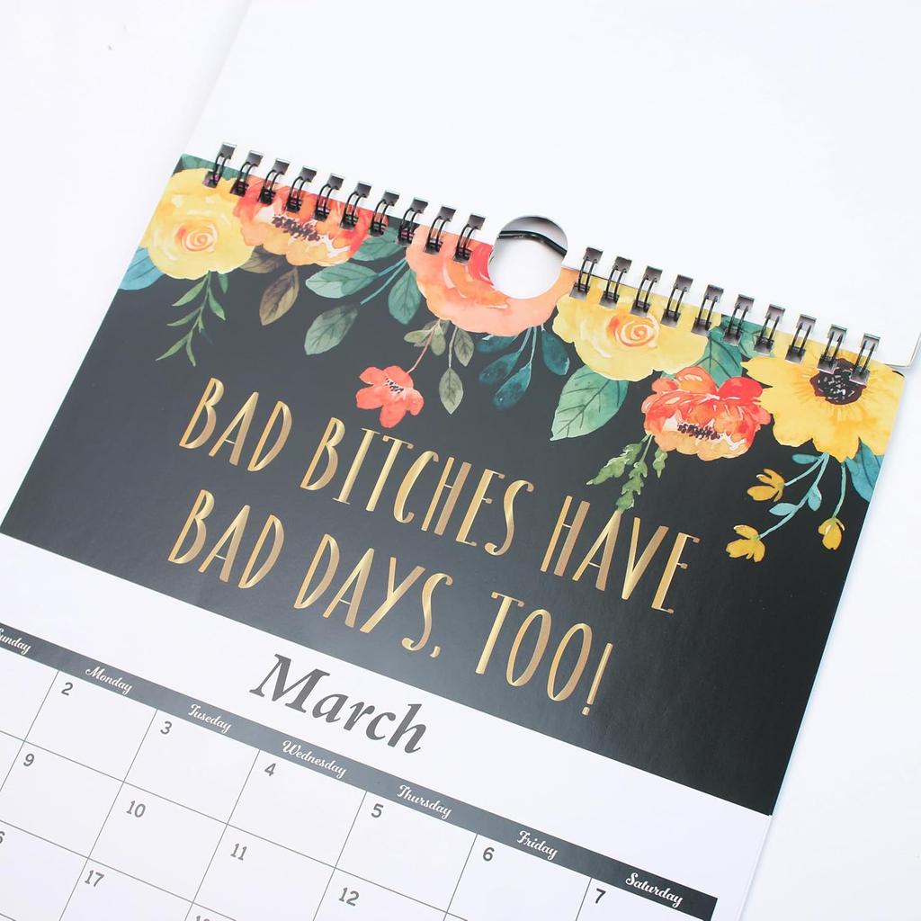 Fu-ck It 2026 Spiral Bound Wall Calender Calendar for Tired Ass Women, 12-month Cussing Humor Hanging Calendar/Planner for Home, Office with Hook &