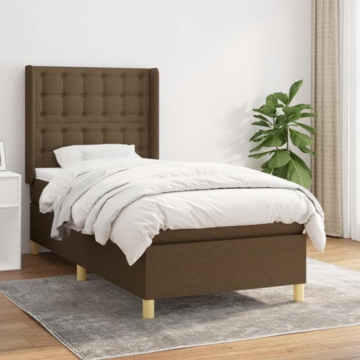 Maison Exclusive - Sommier à lattes de lit avec matelas Marron foncé 90x190 cm