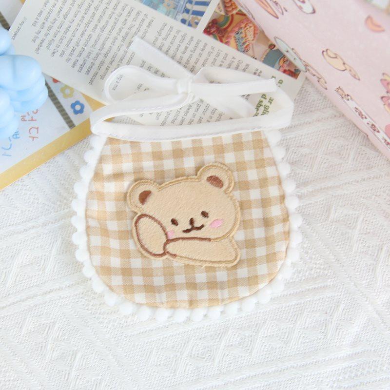 Cute Animal Bib Necklace for Small Medium Dogs All Season Unisex Collar Accessories Adorable Lattice Lace Up Pet Puppy Neck Wear