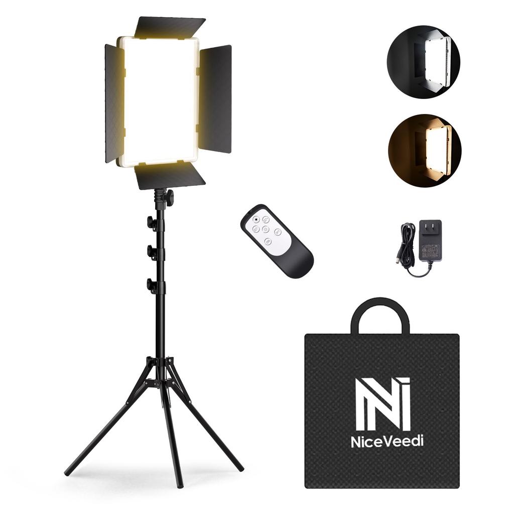 NiceVedi Fotoğraf Işığı LED Video Işığı 36W Çift Renkli Ayarlanabilir CRI Stüdyo Profesyonel Fotoğraf Işığı Kamera Işığı Uzaktan Kumandalı ve Siperlikli