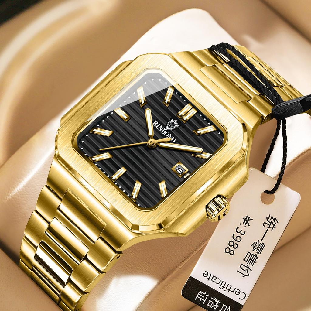 Binbang Men's Large Dial Tritium Sport Watch - High-End Trendy Model