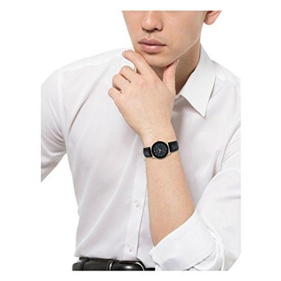 Citizen QQ Wristwatch Analog Waterproof Leather Belt QA36-102 Mens Black