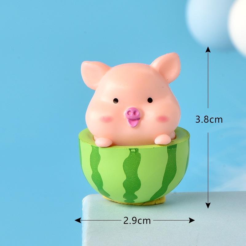 Cute Piggy Cartoon Animal Figurines Micro-landscape Succulents Decorative Hanging AccessoriesHandicrafts Desktop Car Ornaments