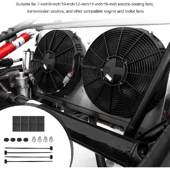 Automotive Fan Mounting Kit, Electric Mount Hold Down Transmission Cooler Installation Set, Universal Car Radiator Fan Zip Ties Straps for Most