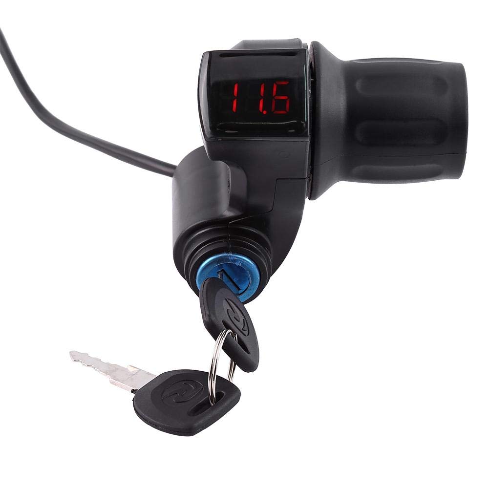 Electric Throttle Grip for Scooters, Voltage Indicator, Key Locker, Compatible with 12 - 84