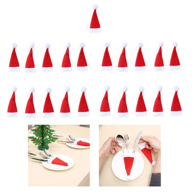 (Nikita) 21PCS Christmas Decorative Tableware Fork Set Christmas Hat Storage Tool