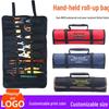 Multifunctional Wear-Resistant Canvas Roll-Up Tool Bag for Electricians and Computer Repair.