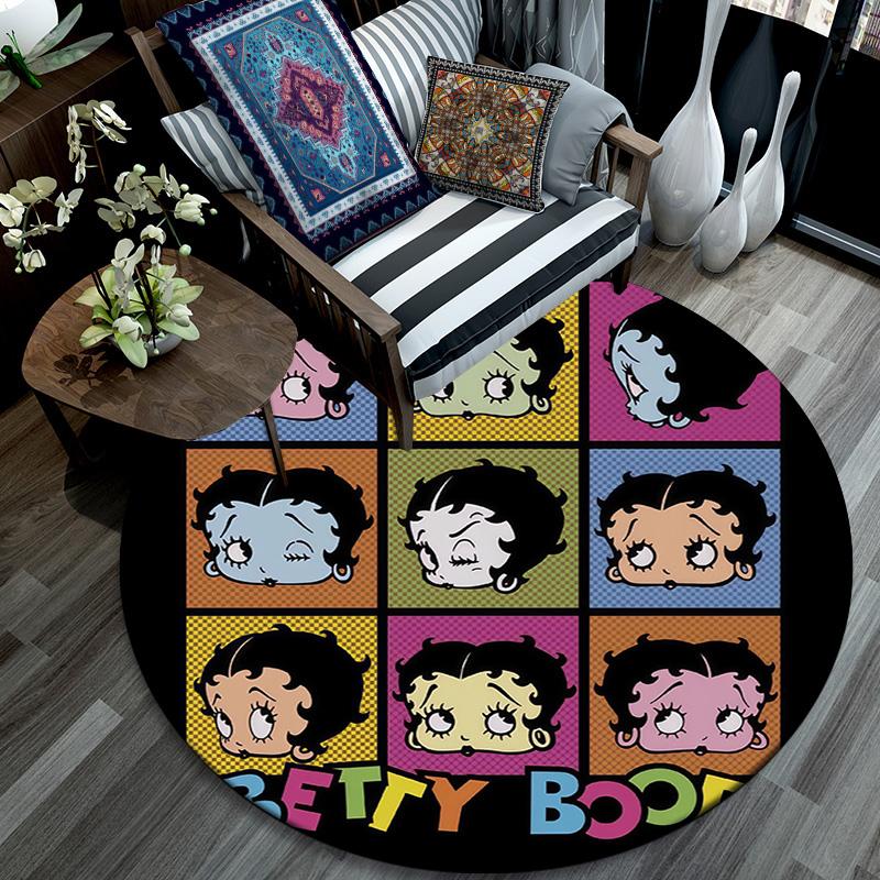 Betty Boop Round Area Rug,Carpet Rug for Living Room Bedroom Sofa Playroom Decor,Non-slip Floor Mat