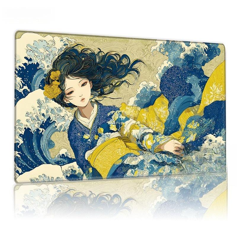 Kimono Japanese Art Magic Party Game Mat Durable Rubber for MTG&TCG Games 35X60cm Mouse Pad Offices Desk Mats Friendly Design