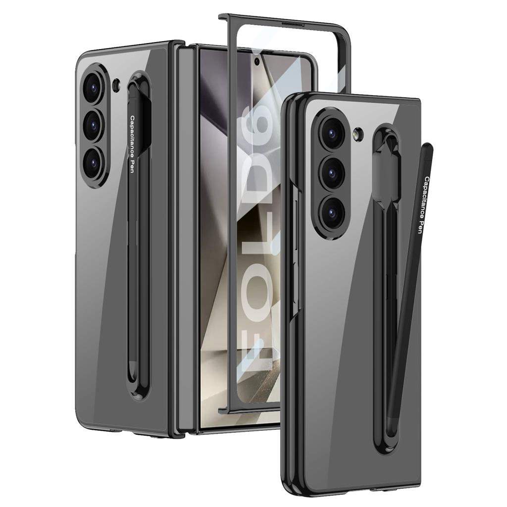 Cadru galvanizat transparent Husă dur pentru telefon pentru PC pentru Samsung Galaxy Z Fold 6 5 Husă rezistentă la șocuri cu stilou tactil de protecție pentru ecran