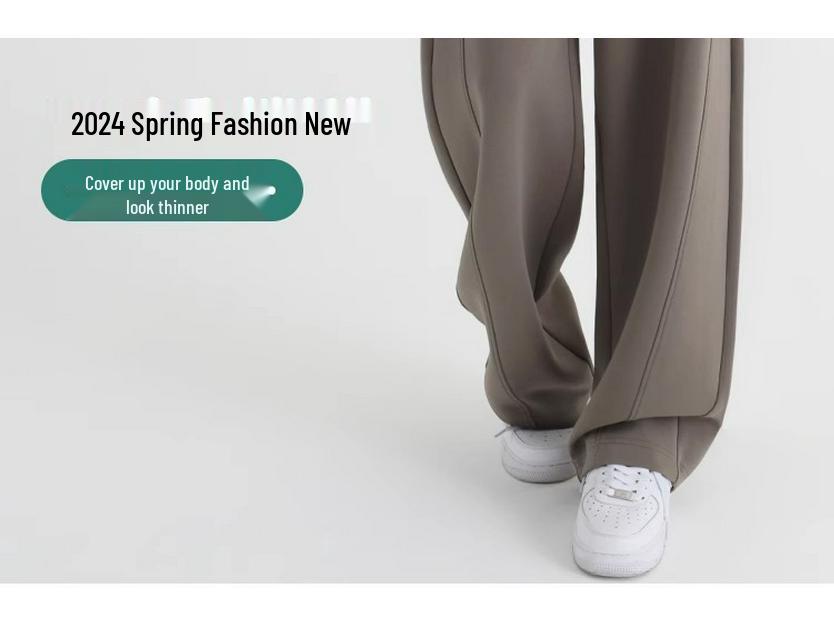 Banana Wide-Leg Women's Fleece-Lined Sweatpants - Autumn Winter 2025 Collection: Thick, Warm, Straight-Leg Pants.