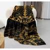 Black and gold Polynesian tribal patterns Blanket for Sofa Bed Travel Camping Living Room Office Conditioning Blanket