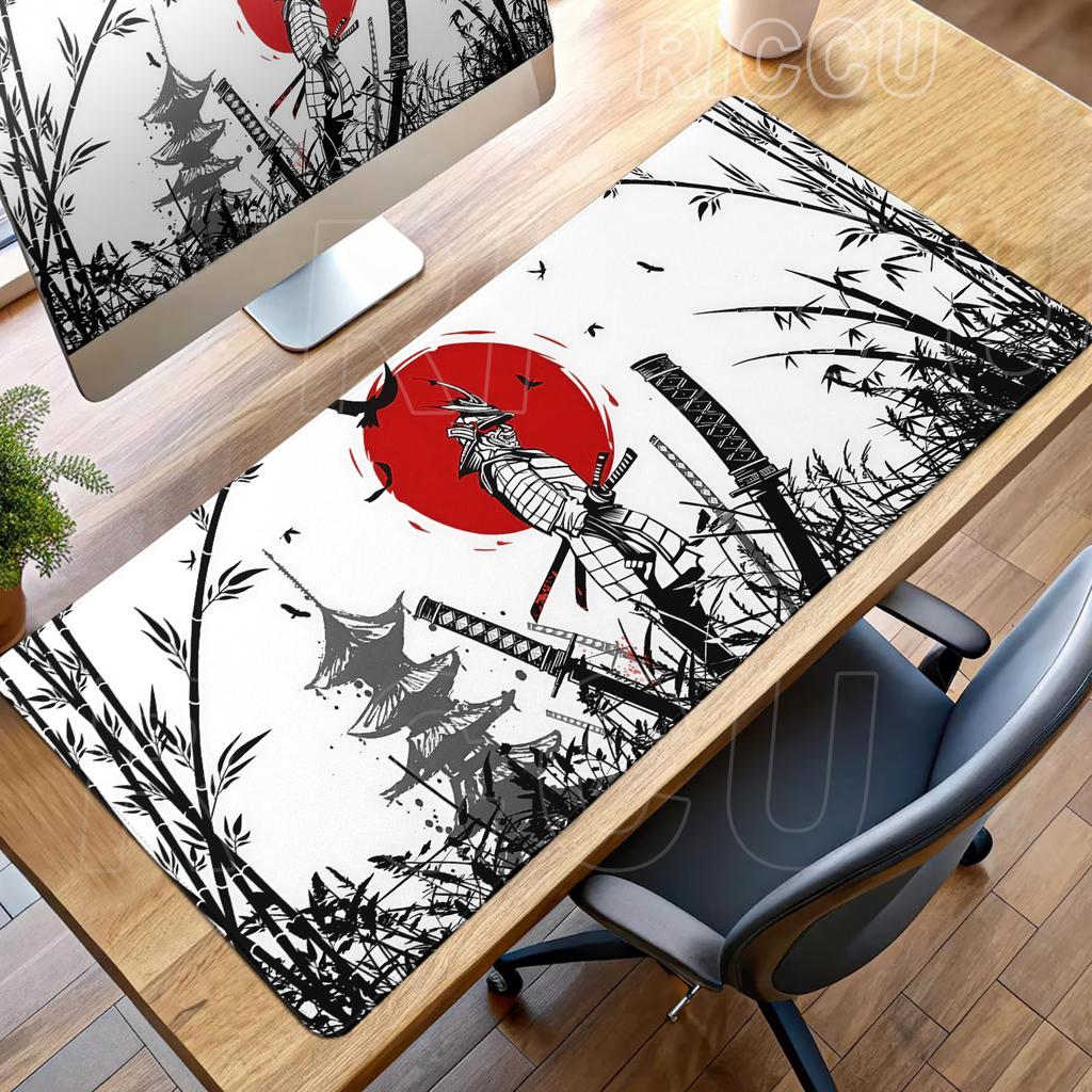 Tappetino Mouse Samurai Bianco Nero Tastiera Meccanica Gaming Tappetino Scrivania Accessori PC Tappetino Mouse Gamer XXL Tappeto Ufficio Tappetini Estesi