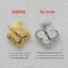 High-Version 18K Rose Gold Earrings: Four-Leaf Clover with White Mother-of-Pearl & Red Agate - Fashionable, Luxurious, INS Style.