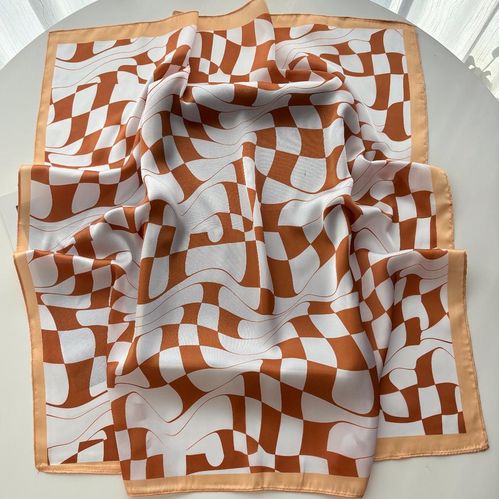 70*70Cm Luxury Square Scarf For Women Elegant Ladies Hijab Neckerchief Soft Stain Imitation Silk Scarves Shawl For Travel