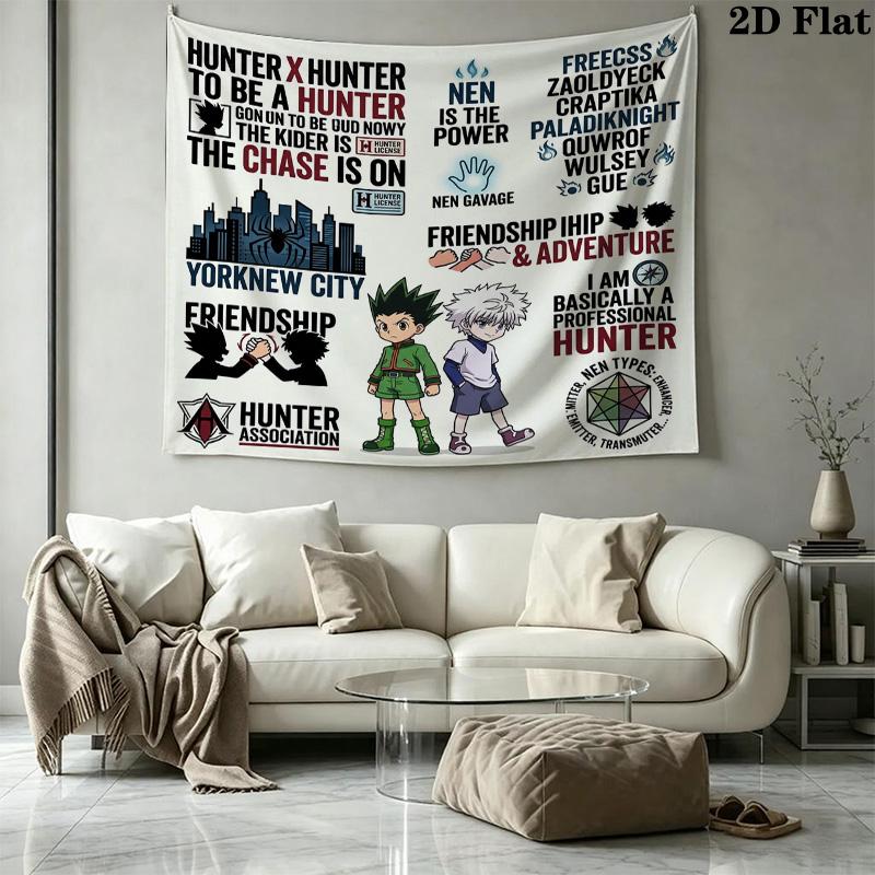 Hunter X Hunter Wall Tapestry Aesthetic Wall Hanging Printed Fabric Blanket Decorative Tapestries For Bedroom Living Room Home Decor