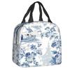 Custom Purple Flower Toile De Jouy Inspired Pattern Insulated Lunch Tote Bag for Women Portable Cooler Thermal Food Lunch Box