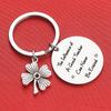 Four Leaf Clover Good Teacher Stainless Steel Keychain Lucky Design Fashion Pendant Practical Graduation Gift