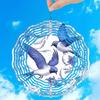 Hand Painted Blue Floral Swallow Wind Chime Outdoor Garden Patio Decor Weatherproof 2D Art with 360 Rotating Hook Holiday Decoration
