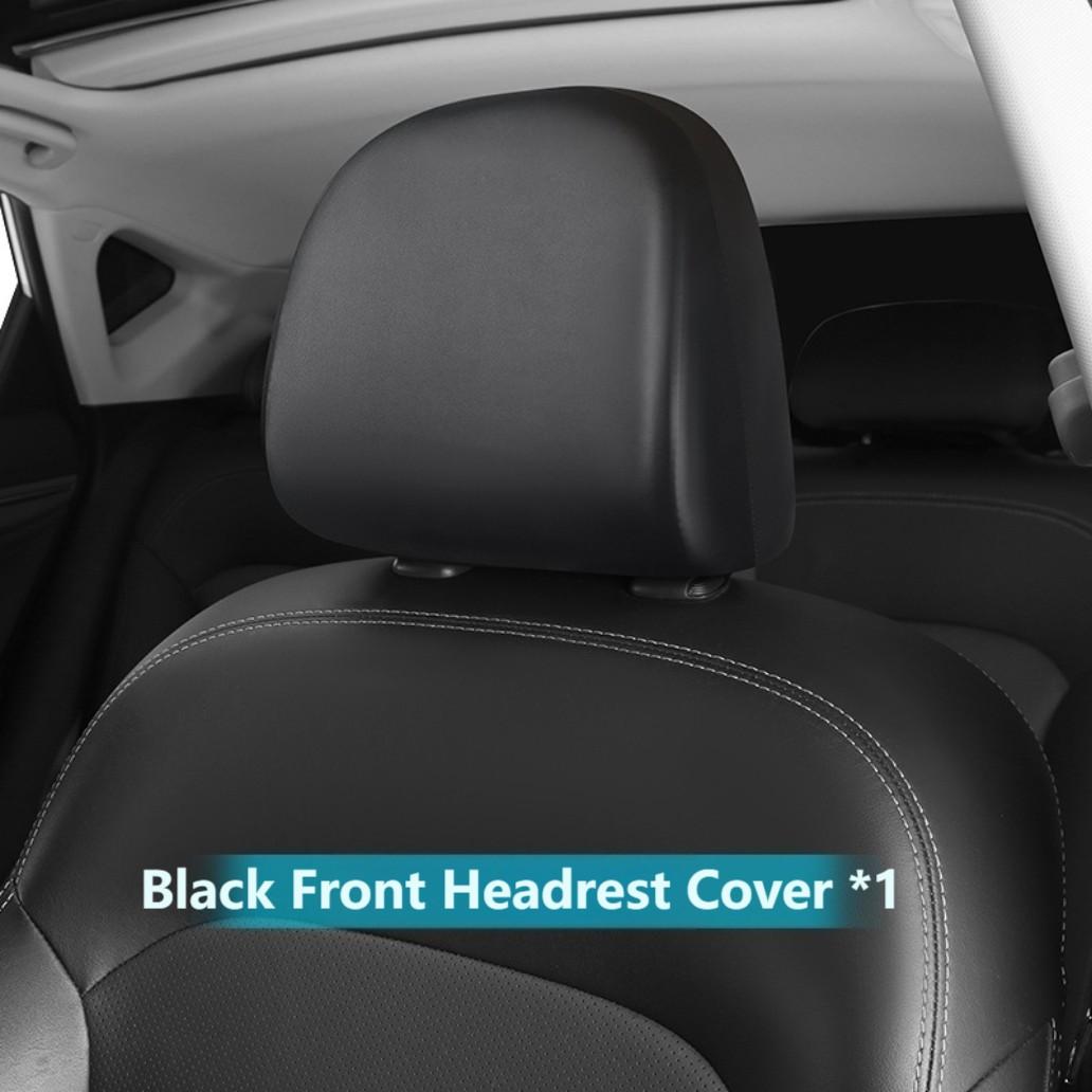 Comfortable Headrest Protector Car Headrest Cover Seat Protector Black Car Headrest Cover Elastic Matte Leather Black Front
