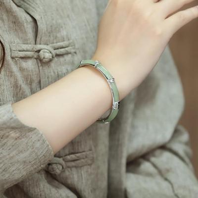 Retro Chinese Bamboo Joint Bangle: Elegant Hanfu Court Style Open Bracelet for Women