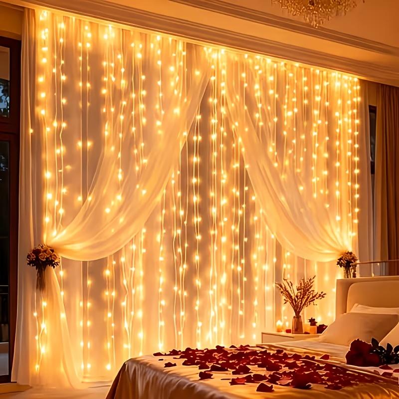LED Copper Wire Curtain String Lights 3x3m Remote USB Powered Dorm Window Decor