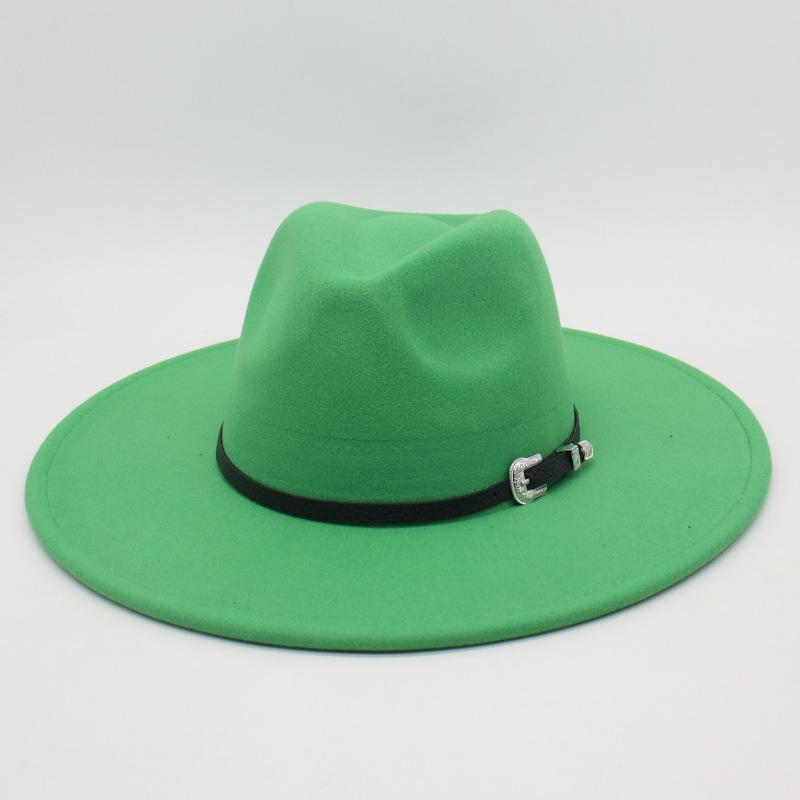 Flat Edge Jazz Hat, Men'S And Women'S Felt Hat, European And American Hat 9.5 Large Brim, High-End Hat, Elegant Foreign Trade Cross-Border Top Hat