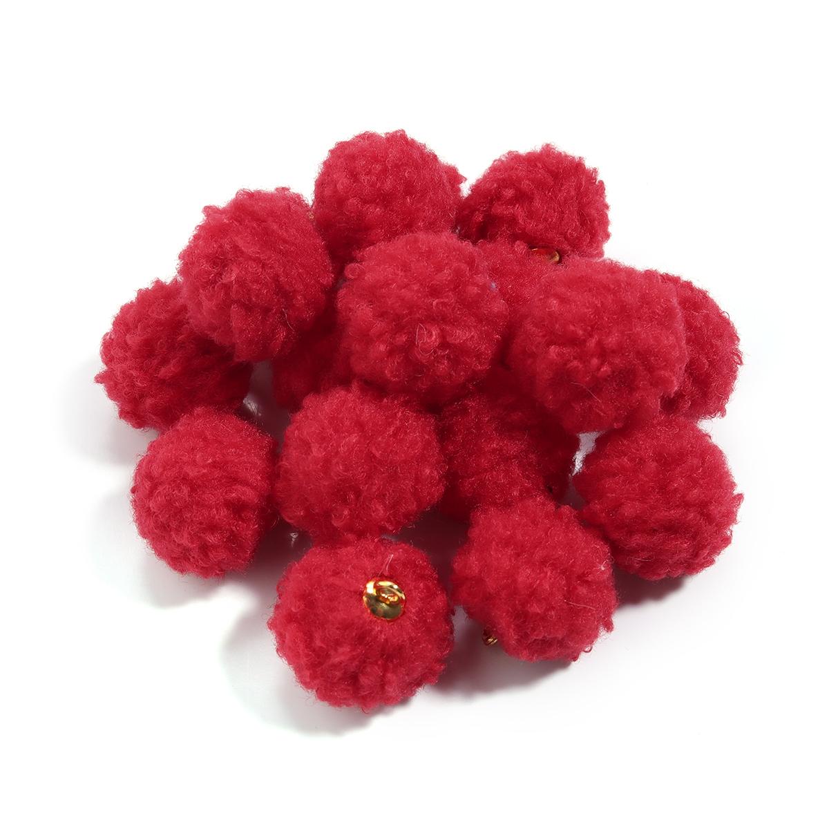 

20Pcs Plush Charms Ball Beads Color Teddy Pom Poms Pendant Loose Bead for Jewelry Making Accessories DIY Necklace Earrings красный