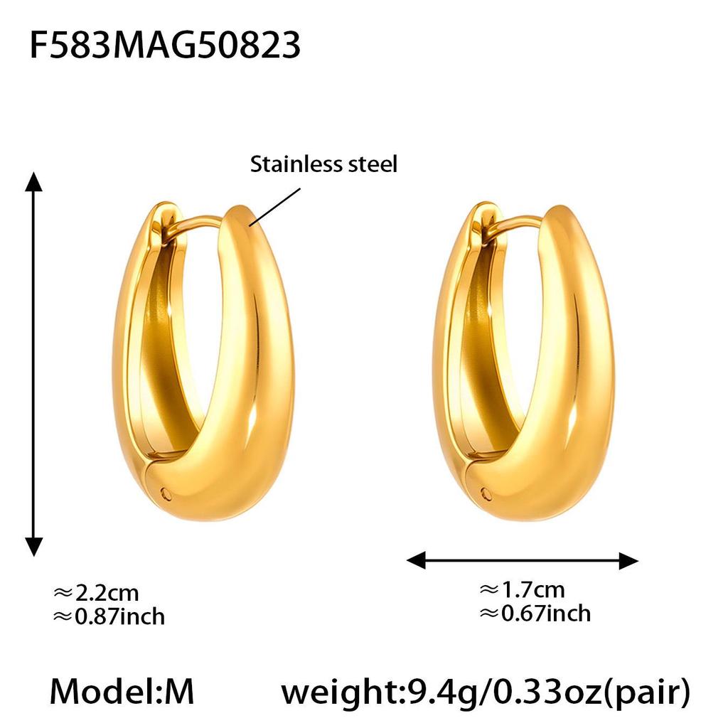 Oumeka Zweifarbige 18k Vergoldete U-förmige Edelstahl-Ohrringe