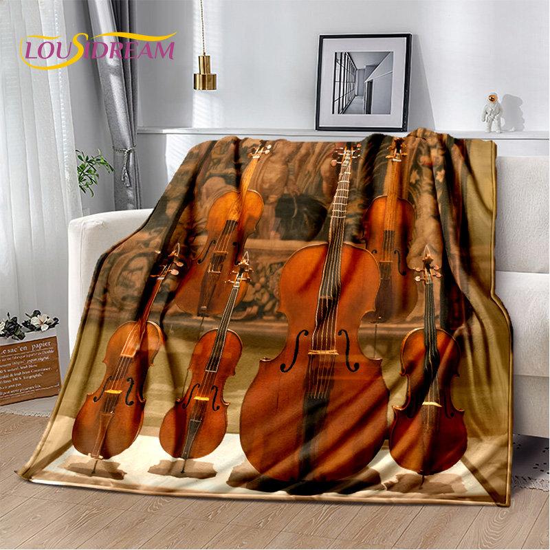Coperta Morbida in Peluche Strumento Violino Classico Musica, Coperta in Flanella Coperta da Lancio per Soggiorno Camera da Letto Letto Divano Copertura da Picnic