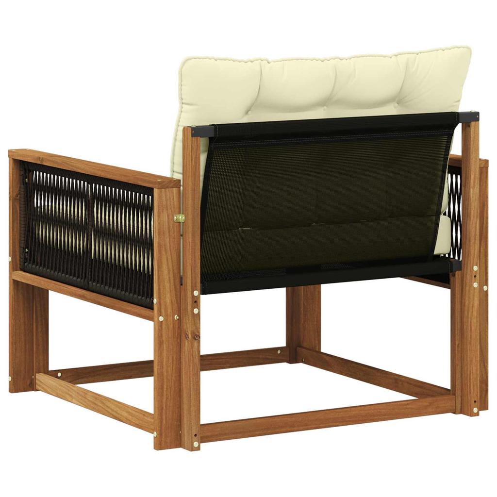 Outdoor Middle Sofa Solid Acacia Wood and Textilene Natural