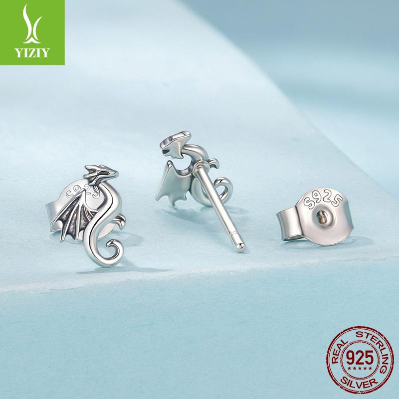 S925 Sterling Silver Mini Feilong Stud Earrings For Men And Women'S Personalized Fashion Animal Small Stud Earrings