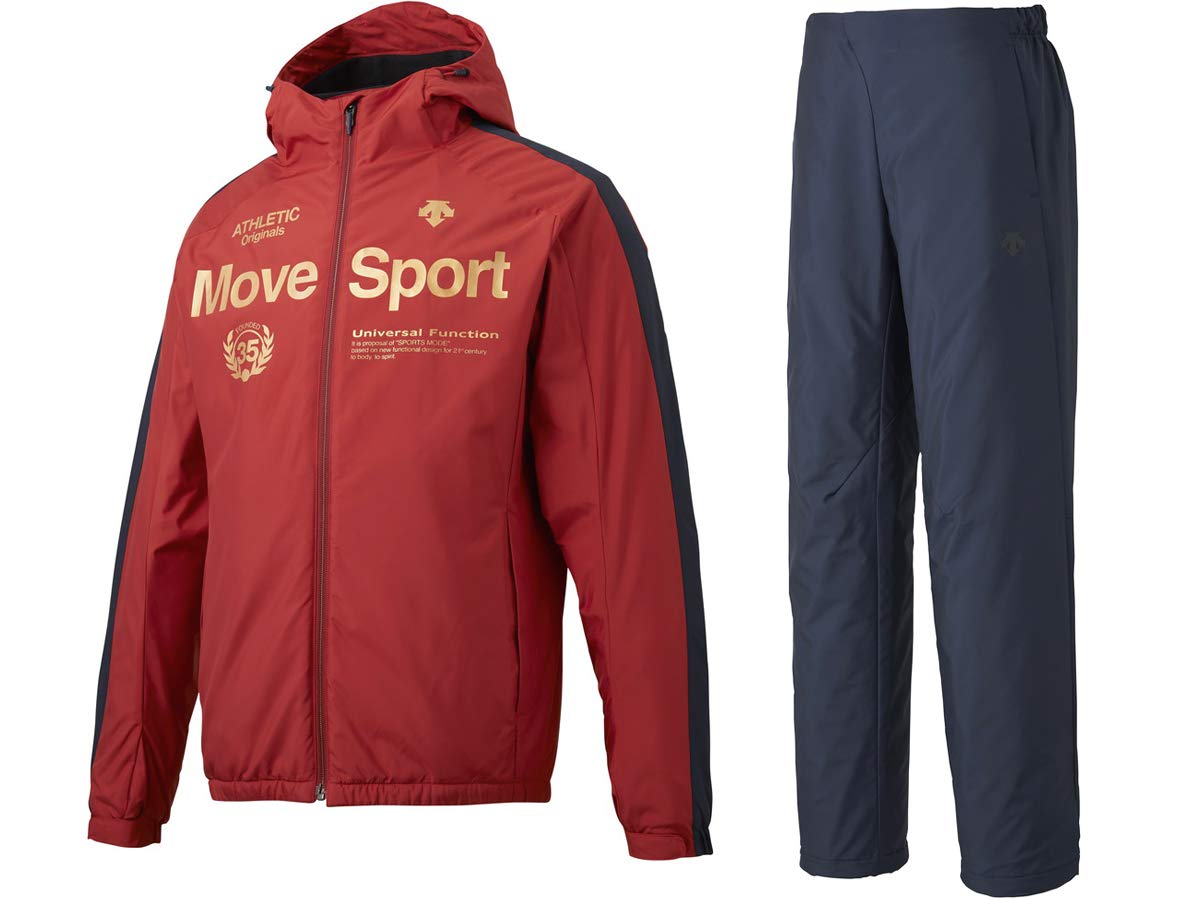 

Ветровка Move Sport Thermo с капюшоном, комплект из трикотажа и низа, красный с начесом x [DESCENTE] X-Plus, куртка/брюки DMMQJF34/DMMQJG34, подкладка (RDxNV ВМС, Л)