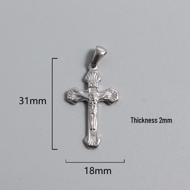 Retro Titanium Steel Cross Necklace Pendant - Stainless Steel DIY Jewelry Accessory, Fade-Resistant